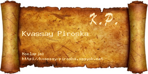 Kvassay Piroska névjegykártya
